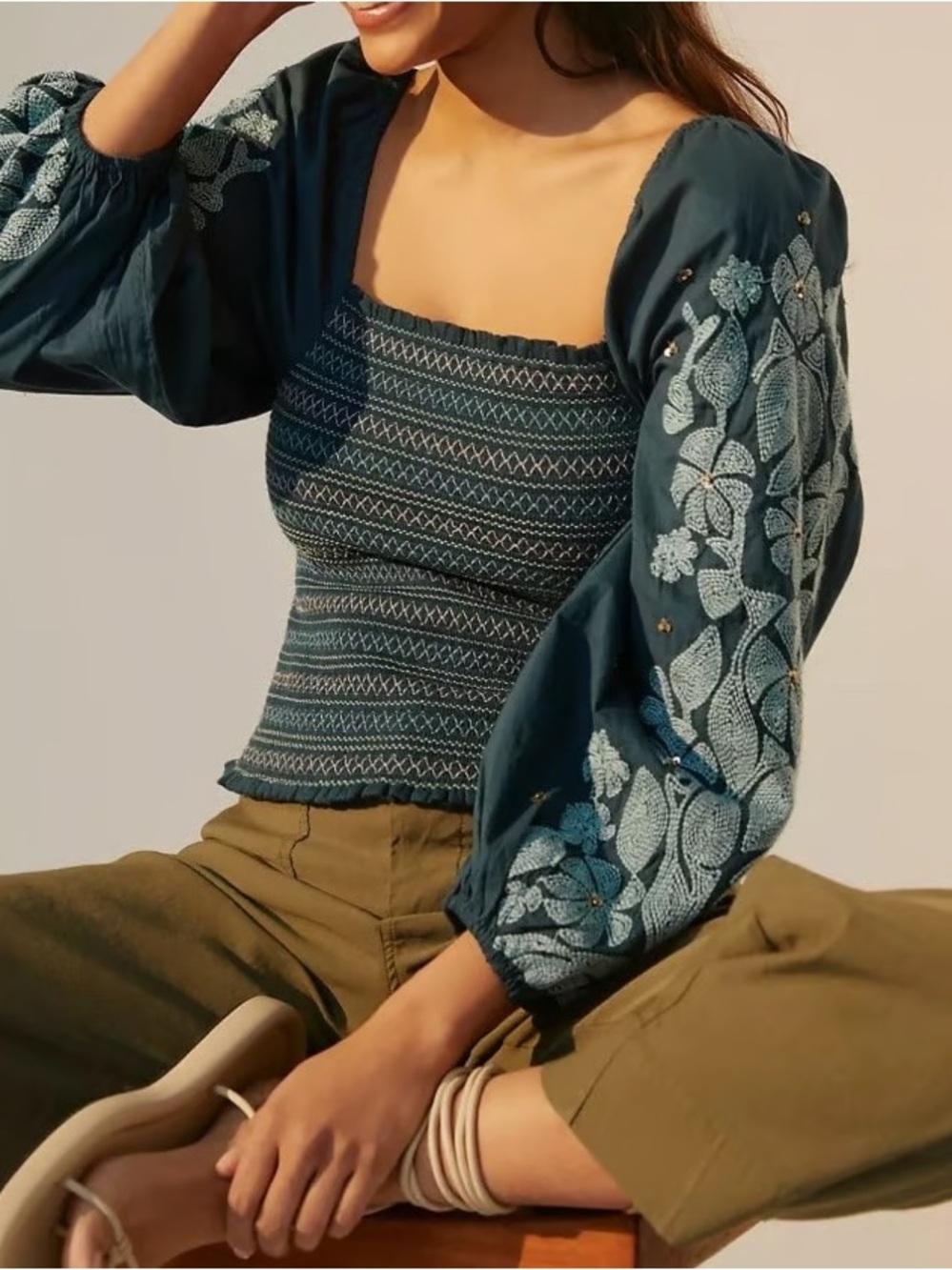 Anthropologie smoked square top